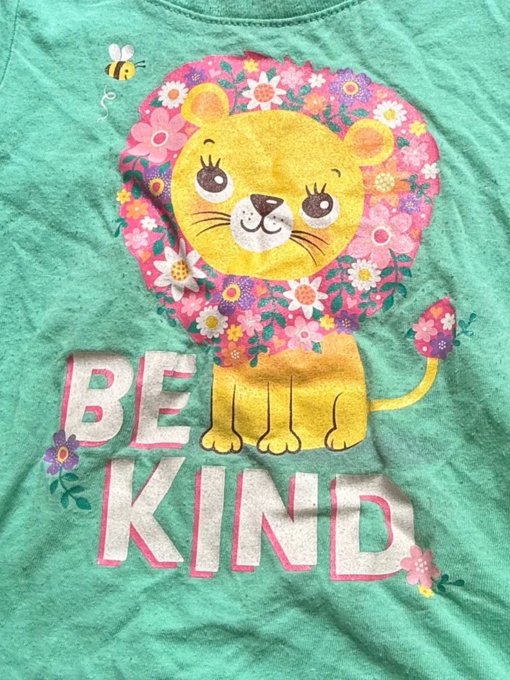 🦁 The Children's Place Mint Green Short Sleeve Lion Be Kind Tee Graphic 4T